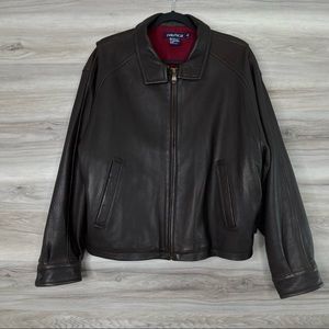 Nautical Men’s Brown Soft Leather Jacket Sz 40